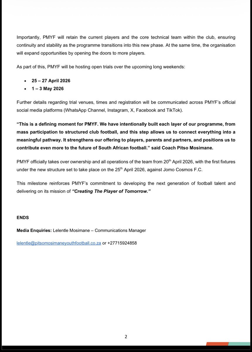 Pitso Mosimane Youth Football tweet media