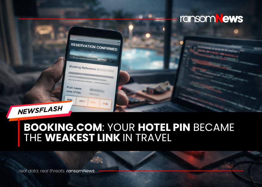 ransomnews's tweet image. 🚨 Your hotel PIN became the weakest link in travel

Booking.com officially confirmed unauthorized access to reservation-linked data and reset PINs after exposure of names, emails, addresses, phone numbers and guest-property messages.

#ransomNews #databreach #travel