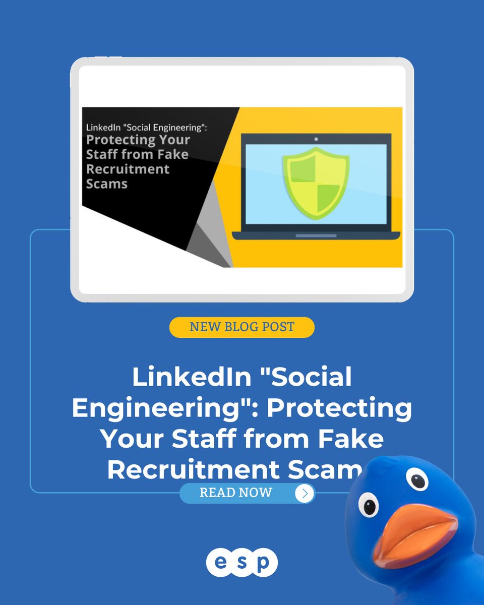 ESPProjects's tweet photo. Fake job offers on LinkedIn are the latest way scammers trick staff into downloading malware. Is your team trained to spot a fake recruitment scan before they click?

https://t.co/DkczUsbokB

#SocialEngineering #LinkedInSafety #CyberSecurity #espprojects https://t.co/lXp3HXItRE