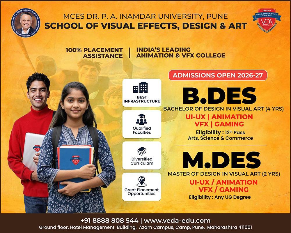 VEDA_PUNE's tweet image. Admissions Open for BDes &amp;amp; MDes Programs.!
BDes &amp;amp; MDes affiliated to Dr.P.A. Inamdar University, Pune.
Start your Journey or Advancing your Expertise, our programs are designed to build Creative Thinking, Technical Skills &amp;amp; Industry readiness
#Admissionsopen #VEDACollege #drpaiu