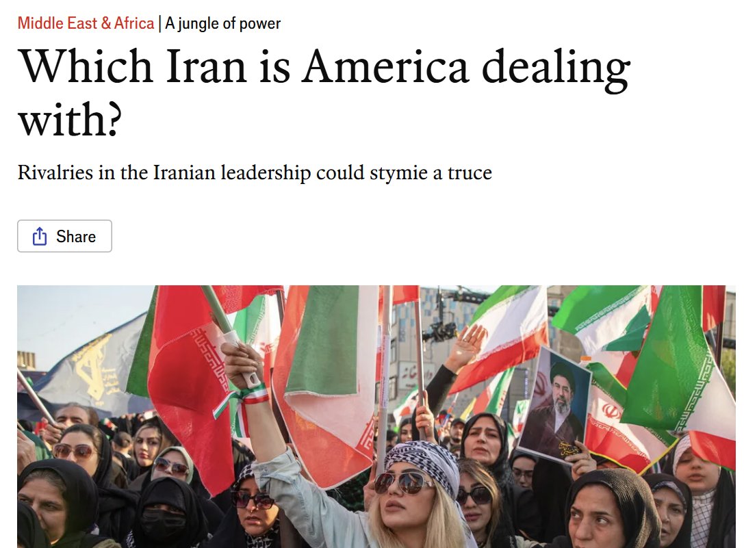mashabani's tweet photo. Iran and the US agreed to a ceasefire which involved a truce in Lebanon and the reopening of Hormuz. 

Subsequently, Israel has blown up villages in southern Lebanon while Trump has announced that everyone except Iran can use Hormuz. Iran is even told that shipping altogether is off limits, with the US military attacking a civilian vessel.

Western media's interpretation of Iran's refusal to unilaterally uphold ceasefire obligations: "Iranians are divided and you can't make a deal with them."