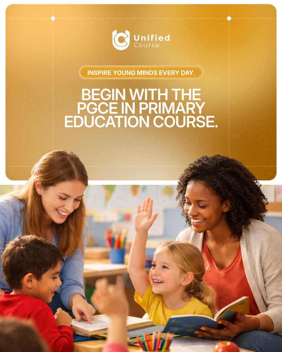 UnifiedCourse's tweet photo. One teacher. One lesson. One life changed forever.

Behind every confident child is someone who believed in them first.

Be that person. Guide, and create moments they’ll carry for life.

Begin your PGCE in Primary Education and help shape futures from the very first lesson. https://t.co/ul9zNbrGns