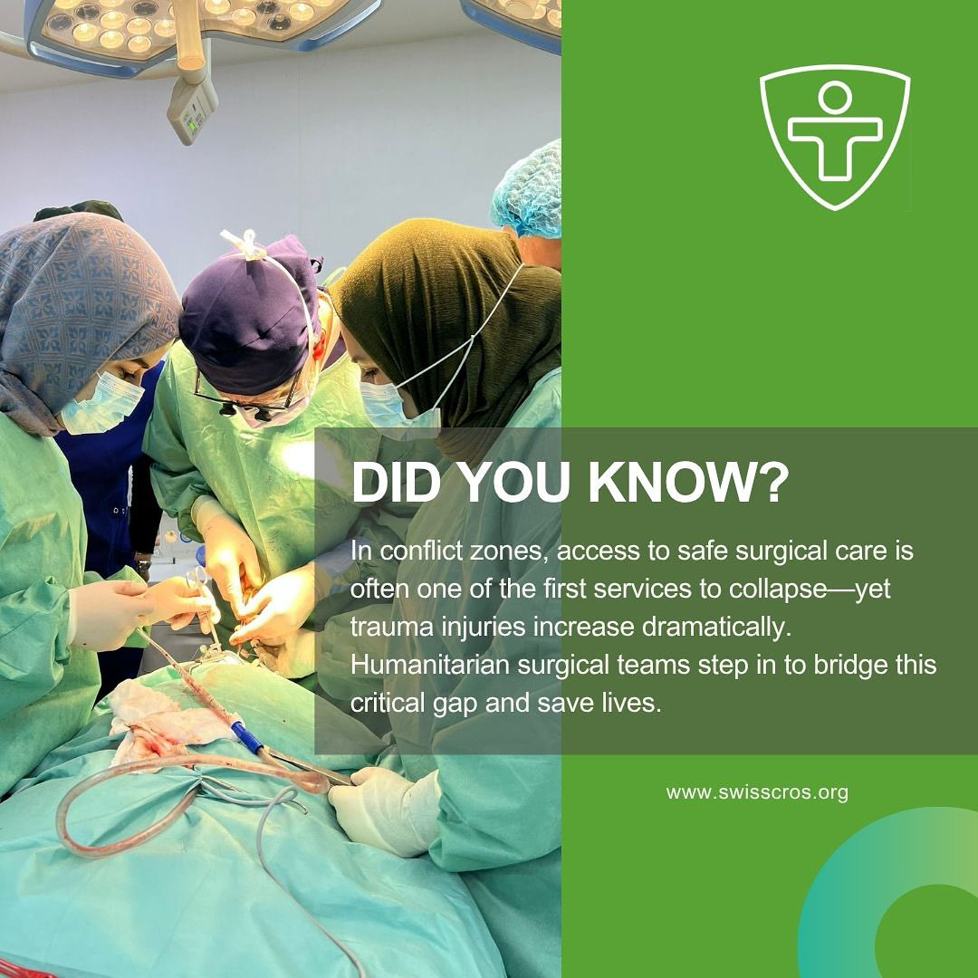 SWISSCROSS's tweet photo. When conflict strikes, healthcare systems are often the first to break—just as injuries rise.
Our surgical teams step in where care is needed most, saving lives and restoring hope.
#SurgerySavesLives #CrisisResponse #HumanitarianSurgery #GlobalSurgery https://t.co/mV4ijCTmP1