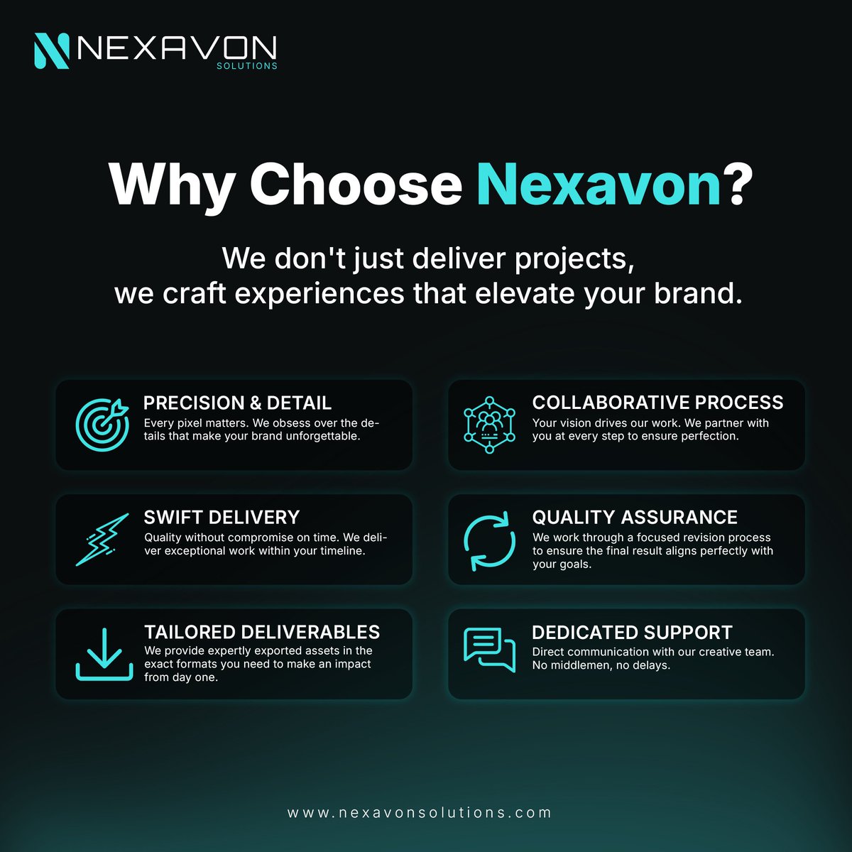 NexavonSolution's tweet image. Every pixel matters.

At Nexavon, we don’t just deliver projects—we craft experiences that scale your brand. From first concept to final export, we prioritize precision, speed, and your vision.

Ready to make an impact?

nexavonsolutions.com

#DesignStudio #Innovation #Nexavon