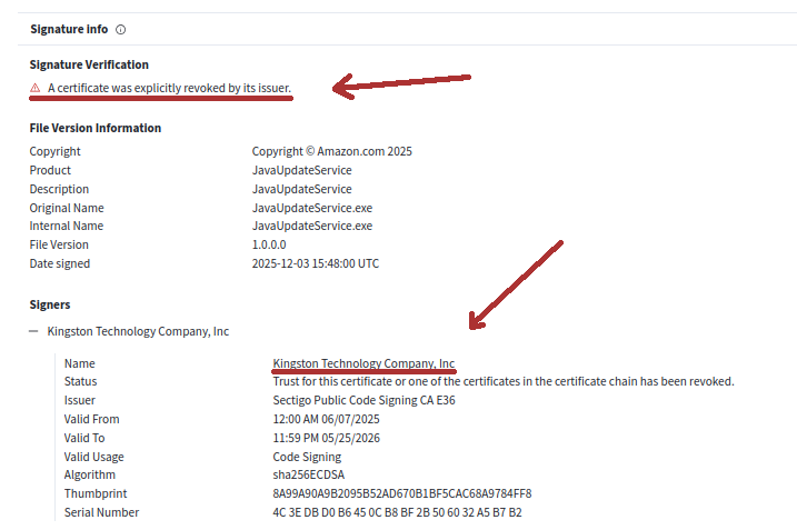 SquiblydooBlog's tweet photo. What do Lenovo, Kingston, Shuttle Inc, and Palit Microsystems have in common?

EV Certificates from these companies were issued and used by a Chinese crime group, #GoldenEyeDog (#APT-Q-27)!

Thanks @malwrhunterteam and @g0njxa for your contributions
1/7 https://t.co/8J2mdysl2X