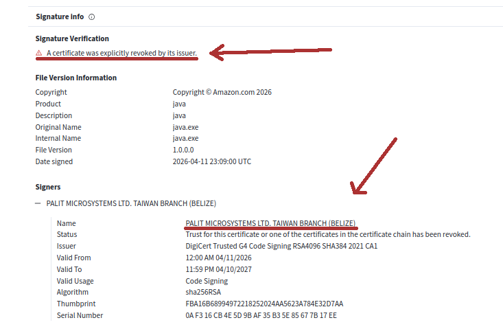 SquiblydooBlog's tweet photo. What do Lenovo, Kingston, Shuttle Inc, and Palit Microsystems have in common?

EV Certificates from these companies were issued and used by a Chinese crime group, #GoldenEyeDog (#APT-Q-27)!

Thanks @malwrhunterteam and @g0njxa for your contributions
1/7 https://t.co/8J2mdysl2X