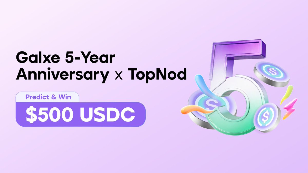Happy 5th Anniversary to Galxe! 

We are celebrating the Galxe 5-Year Anniversary with an epic Predict &amp; Win campaign! 🏆
Test your prediction skills at no cost for a chance to win your share of $500 USDC! 💰
Available on <a href="/GalxeQuest/">Galxe Quest</a> ⚡️

Join the fun and start predicting here