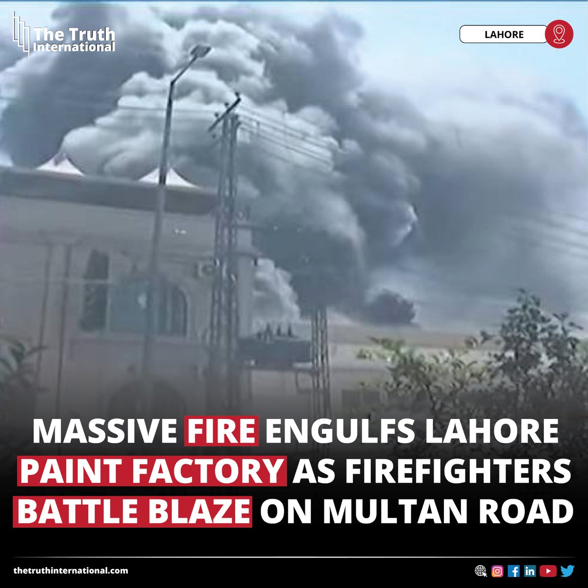 ttimagazine's tweet photo. Massive fire engulfs Lahore paint factory as firefighters battle blaze on Multan Road

READ MORE: https://t.co/4qYS3RI9Lb

#Massive #fire #engulfs #Lahore #paintfactory #firefighters #battle #blaze #MultanRoad #TTI https://t.co/s05XsVCZXb