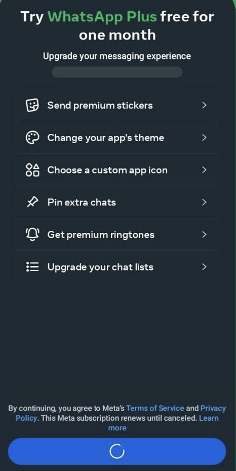 testflight_link's tweet photo. WhatsApp is testing its Snapchat+ style Premium Paid plan 🚨

WhatsApp Plus!

Premium perks include:

• Send premium stickers
• Change your app's theme
• Choose a custom app icon
• Pin extra chats
• Get premium ringtones
• Upgrade your chat lists

https://t.co/zWGWPiEmEa https://t.co/iCR1EgYnzG