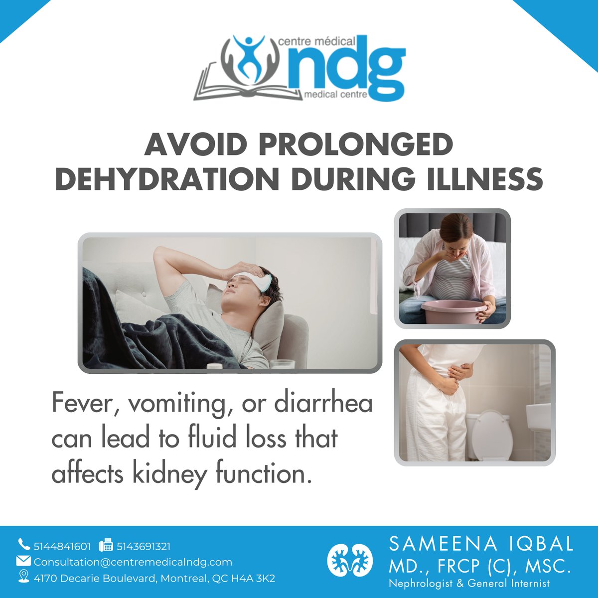 Iqbalsam2023's tweet image. During illness, fluid loss from fever, vomiting, or diarrhea can strain the kidneys. Staying hydrated supports proper kidney function during recovery.

Schedule a check-up.
📞 514-484-1601 | 🌐 centremedicalndg.com

#KidneyHealth #Hydration #PreventiveCare #NephrologyCare
