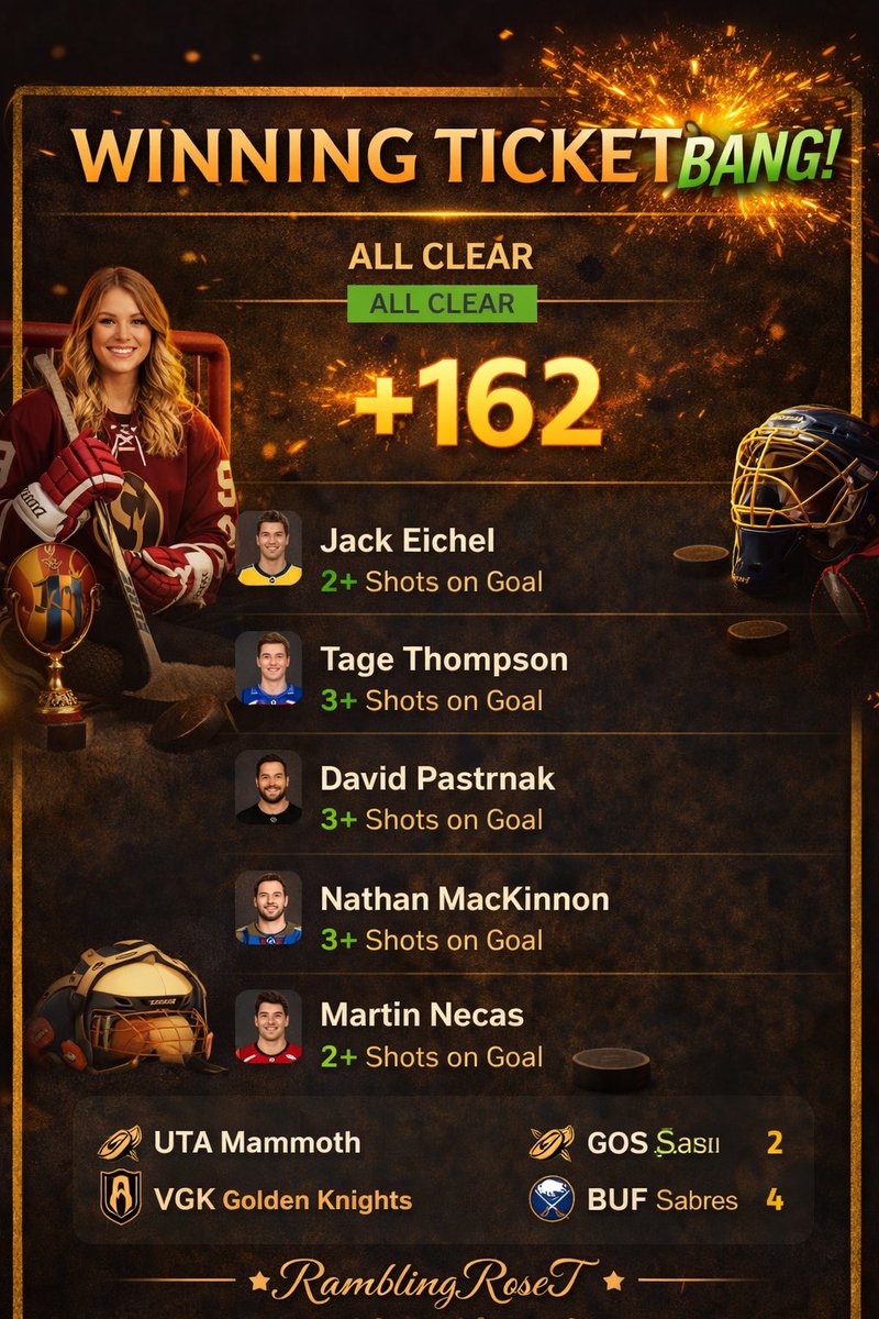 Ramblingroset's tweet image. Anyone else get this one? CASHED 💴 $$ shots on goal (did I mean goin hockey is one of my fave sports 😊) who wants another one?! I have my nerdy girl glasses and stat sheets out 🤓 📈 

#nhl #winningtogether #gamblingtwitter