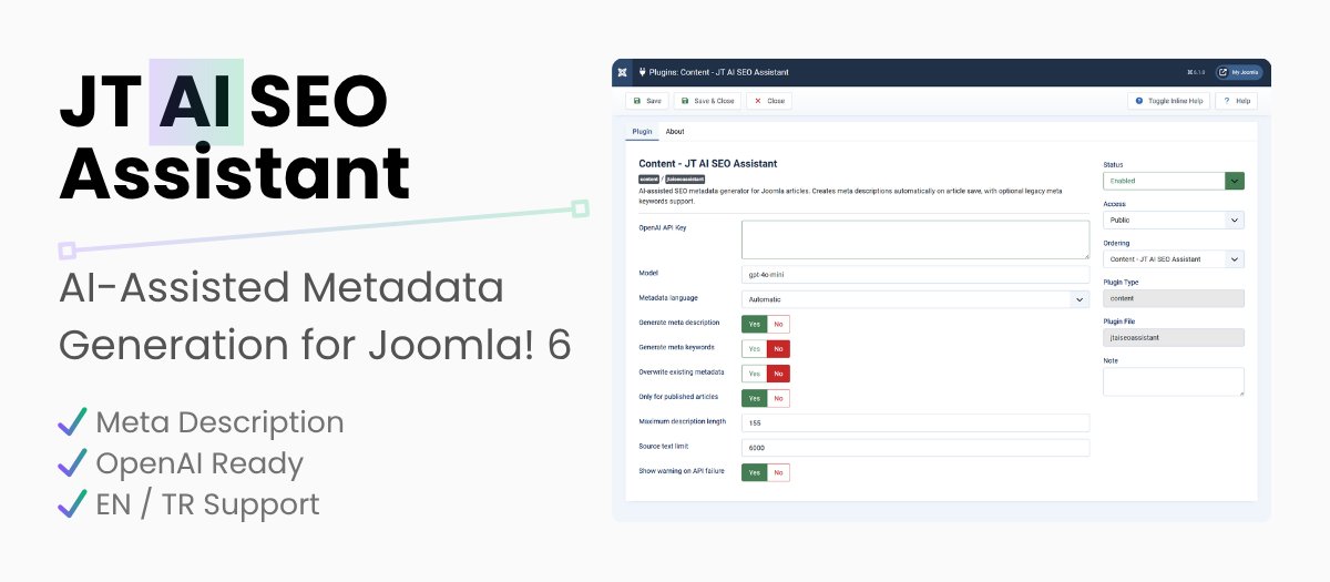 JED: JT AI SEO Assistant / #Joomla JT AI SEO Assistant helps #Joomla! 6 site owners generate article meta descriptions with OpenAI directly inside the administrator workflow. JT AI SEO Assistant is a #Joomla! 6 content plugin designed to simplify... ppub.link/slpih