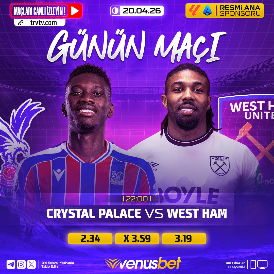Venusilekazan's tweet image. ⚽️ Eşsiz oranlarla günün favori, TRVGrup sponsorlu Seria A maçı #Venus’te!
🏴 Crystal Palace vs West Ham 🏴
🟦 Kesintisiz maç izleme keyfi için 📺 TRVTV (tinyurl.com/truvatv) kullanın!
               
Giriş: tinyurl.com/sosyalvenus