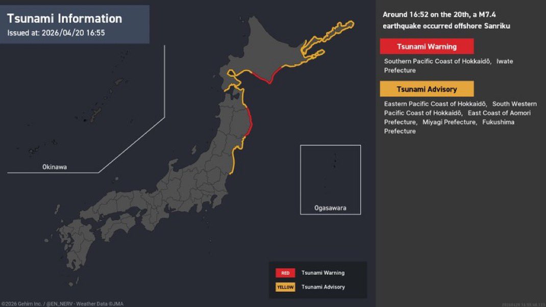UpendrraRai's tweet photo. A #Tsunami has struck #Japan.
The #FirstWaves have hit the Port of #Hachinohe in Iwate after the 7.5 magnitude #Earthquake. https://t.co/0UNH5wZzr1