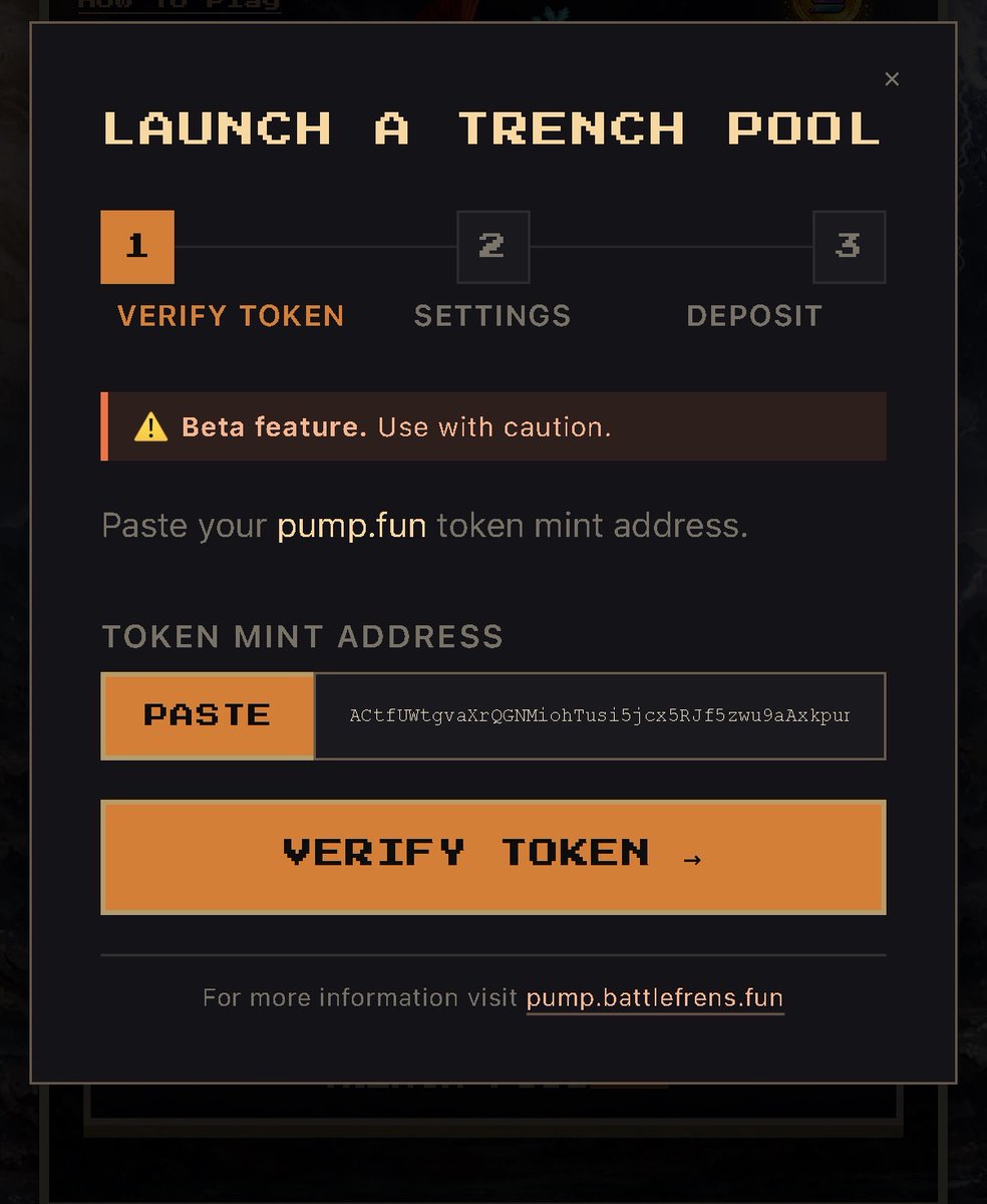 BattleFrens's tweet photo. GM @solana frens ☀️

Solid progress on Trench Pools
If you’re out there degenerating on @Pumpfun, you might as well take it a step further:
create your own Trench Pool on @BattleFrens

1. Deploy your pool.
2. Send your community to play on our web3 dapp.
3. And find out if their IQ is high enough to master rock-paper-scissors ✊✋✌️

#Solana #Web3Gaming #Memecoins #GameFi #BattleFrens