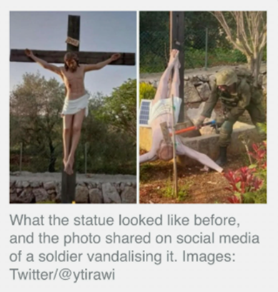MagConception's tweet photo. #auspol #uspol #uspoli #vicpol A soldier attacking an image of Jesus – what sort of punishment should be rained down upon the perpetrator’s country. When one uses current events as a suitable measuring stick https://t.co/uRdiX9g5gQ