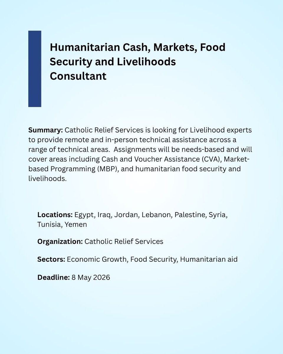 darpe_me's tweet photo. 📢Call for development experts in the MENA region! 

⭐ This is just a sample of the hundreds of opportunities you can find on our platform. For weekly newsletter alerts, subscribe now at https://t.co/b7bFYBlgkA https://t.co/rDsqQCLJaz