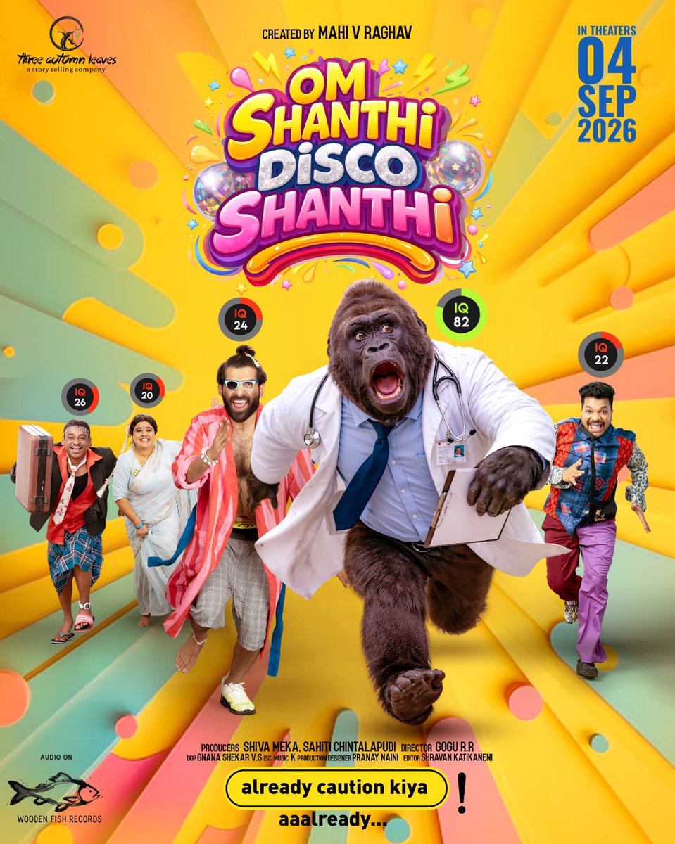 PROSaiSatish's tweet photo. A genre-bending entertainer. 
GHOSTS VS THE MADD.

Non stop & Non sense comedy
Welcome to #OmShanthiDiscoShanthi

Already caution kiya..  alreaddy.. 

#OSDSonSep4th #OSDS

@MahiVraghav #GoguRR @ShivaMeka @Sahiticpr @manoj4cinema #MukkuAvinash #Rohini #ShakalakaShankar #KrishnaKumar @pranaynainipd #ShravanKAtikaneni @3alproduction @WoodenFishRecs