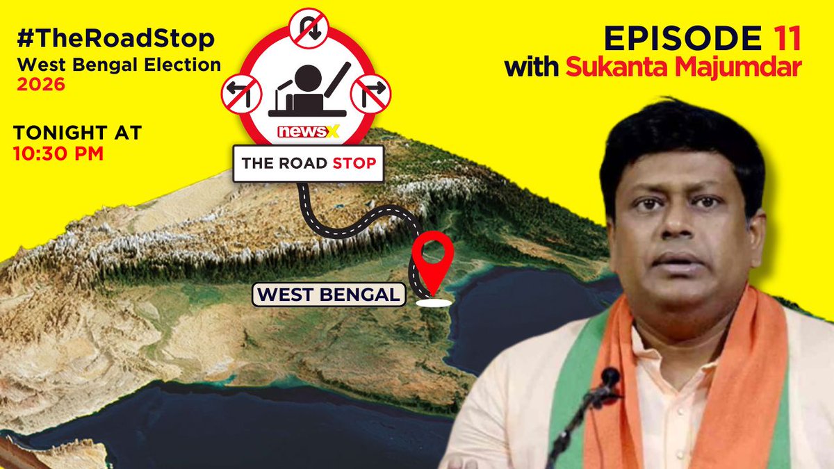NewsX's tweet photo. #TheRoadStop | In this episode of The Road Stop, we are on the campaign trail in West Bengal’ Pingla with Minister of State For Education of India Sukanta Majumdar @DrSukantaBJP .
Watch the special telecast at 10:30 PM today on #NewsX. https://t.co/jdmZrpiFnP