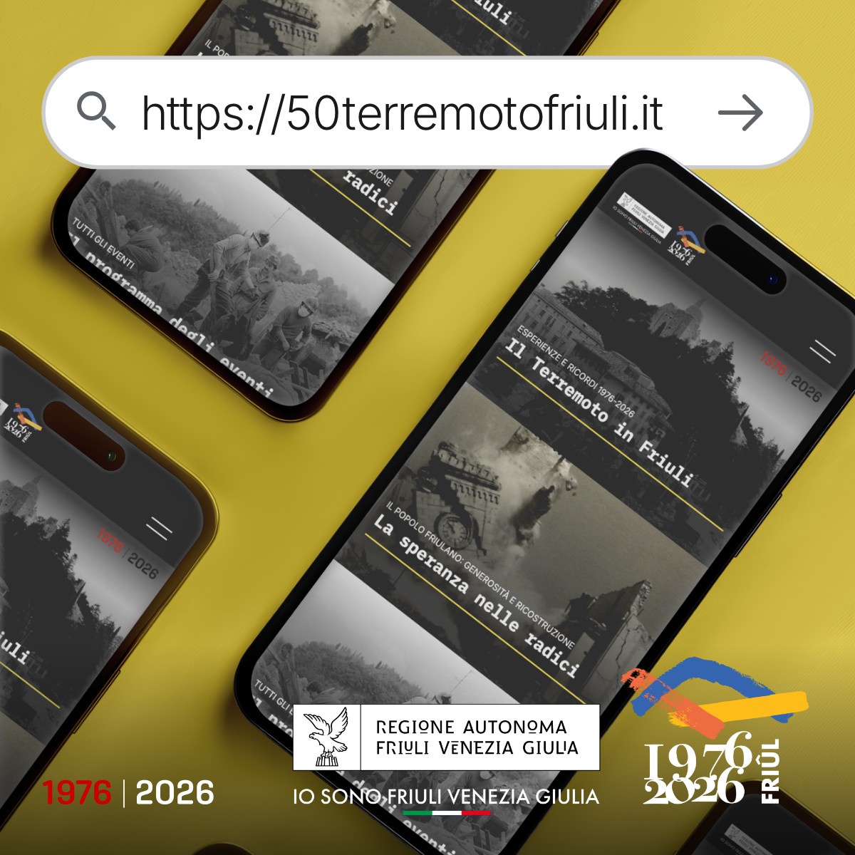 regioneFVGit's tweet image. 📣 Il sito dedicato al 50° anniversario del Terremoto del #Friuli del 1976 è molto più di un archivio: è uno spazio vivo, aperto a tutti, per conoscere, approfondire e condividere.​
Visitalo 👉 50terremotofriuli.it