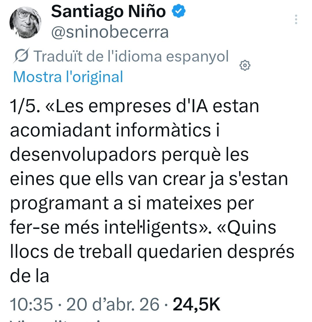 Ona_Informatica's tweet photo. La IA també afecta als programadors de software. https://t.co/ZeF7aLRj4E