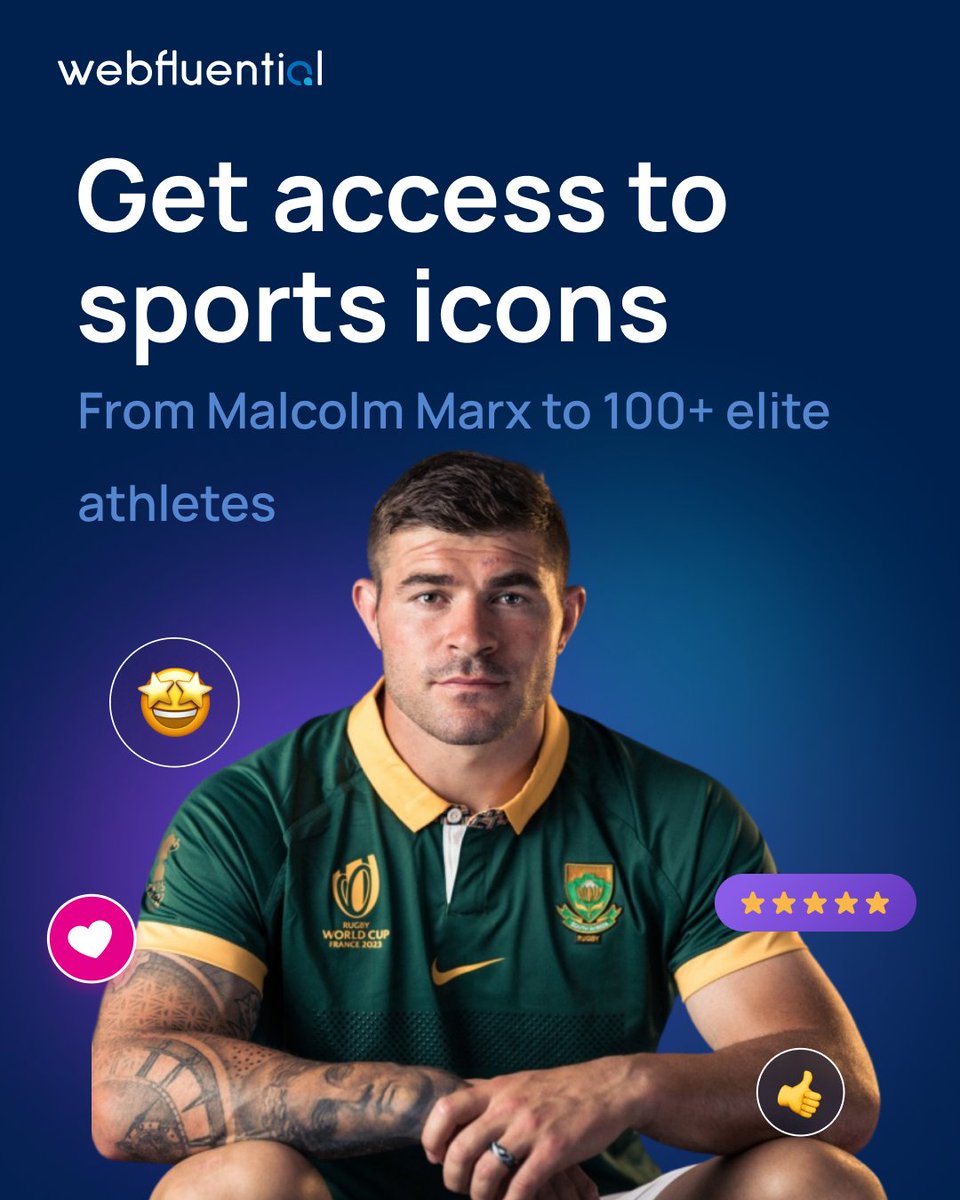 WebfluentialZA's tweet photo. Big names are great. Performance is better.

We give brands direct access to sports personalities with built-in credibility, loyal audiences and cultural relevance.

From rugby legends to rising stars, Webfluential connects you to athletes your audience already trusts.

👉 https://t.co/IYBk8STXcA