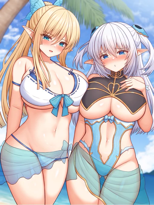 水着キリカ&amp;アルティナ Skebありがとうございました!