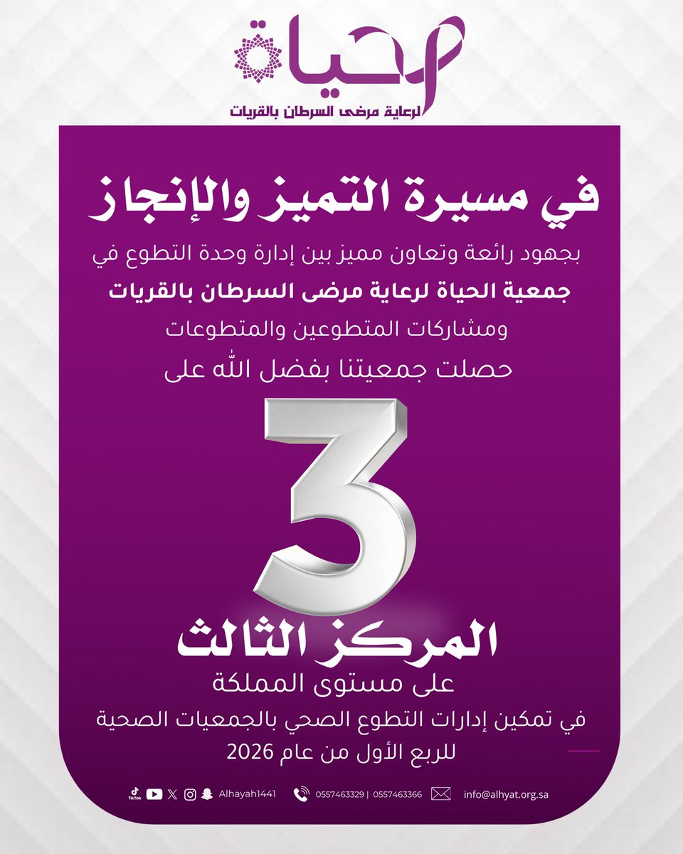 الحياة لرعاية مرضى السرطان بالقريات tweet media
