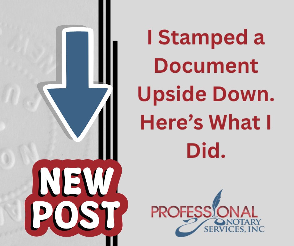 PNSincRoc's tweet image. Sometimes notary life can remind us to be humble. I got that reminder last week. Here is what happened. tinyurl.com/zfxk7htv

#newblog #notarylife #notary #mistakeshappen #rollwithit