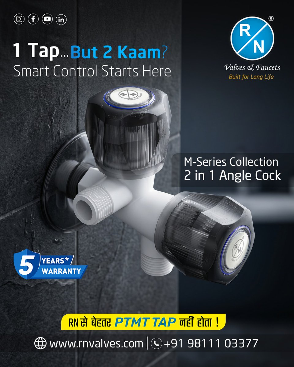 RNValves's tweet photo. Why choose one when you get two? 
RN Valves 2-in-1 Angle Cock = Convenience + Durability 
#PTMTTap #HomeImprovement #RNValves #ModernHomes https://t.co/QCfu2urJpQ