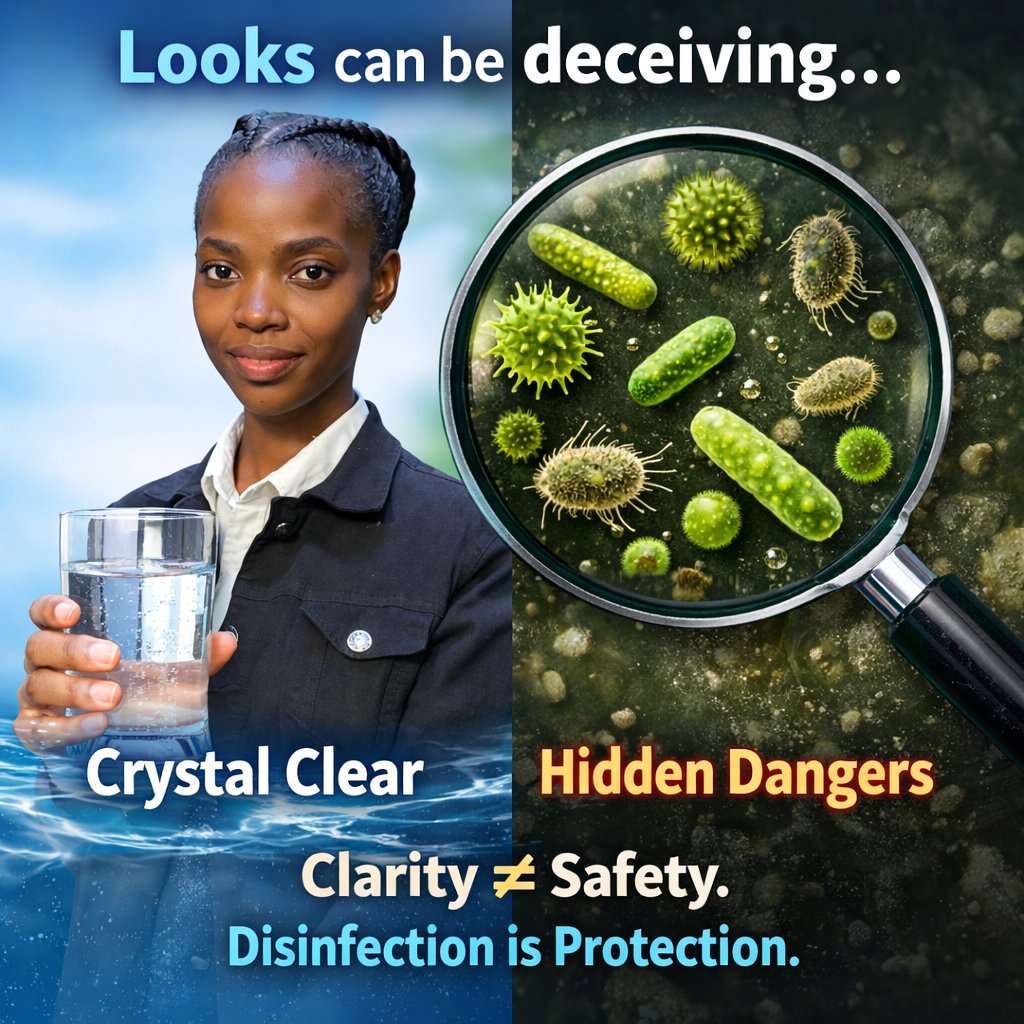 liquid256_amato's tweet photo. Beauty catches the eye but what you don’t see is what truly matters.
Water can look crystal clear just like a perfect appearance but without proper disinfection, harmful microorganisms may still be there.
Clarity ≠ Safety.
Disinfection is what makes water truly clean. https://t.co/oHTPjDNIpO