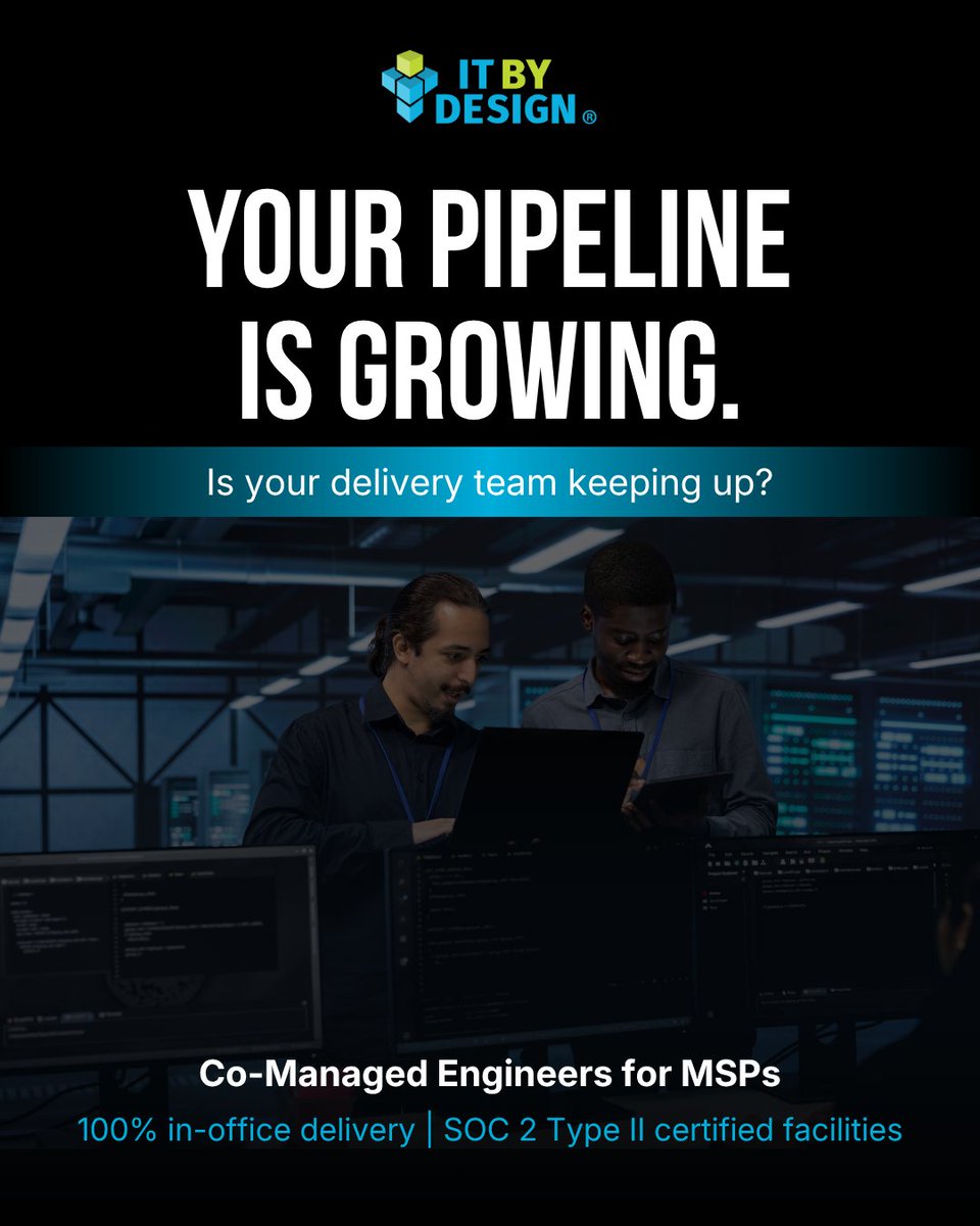 IT_BY_DESIGN's tweet image. A growing pipeline only works if delivery scales with it.

Co-managed engineers extend capacity without introducing operational or security risk.

hubs.ly/Q04czgRF0

#MSPSecurity #SOC2 #ServiceDelivery #ITByDesign