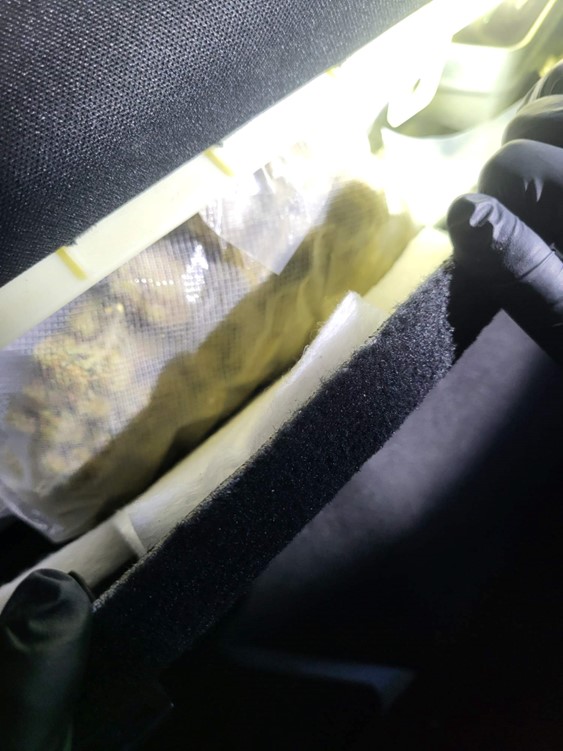 OFOEAC's tweet image. Two travelers tried to hide their stash, but K9 Waldo and his @dfobuffalo handler went straight to the rear quarter panel and then alerted. Officers found 6 bags, over 6 lbs. of mj concealed within the vehicle. Waldo’s search record is unbeatable.  
#WheresWaldo #OFOproud🇺🇸