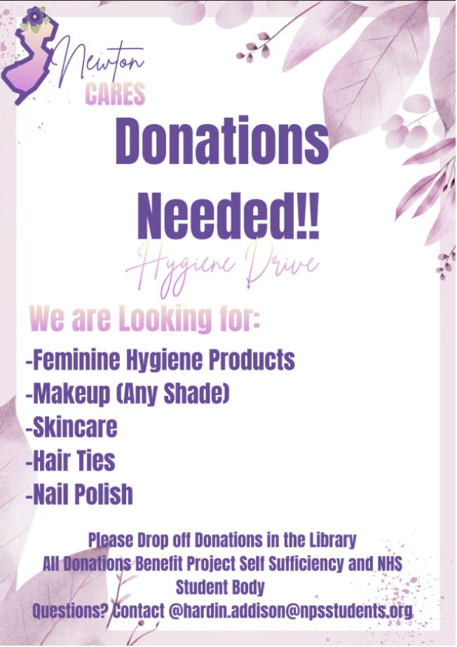 Halsted_NPS's tweet photo. Newton Cares will be holding a hygiene drive to support Project Self Sufficiency and NHS!  Donations will be accepted in the library from now until May 1st. https://t.co/wNBEqyXEAj
