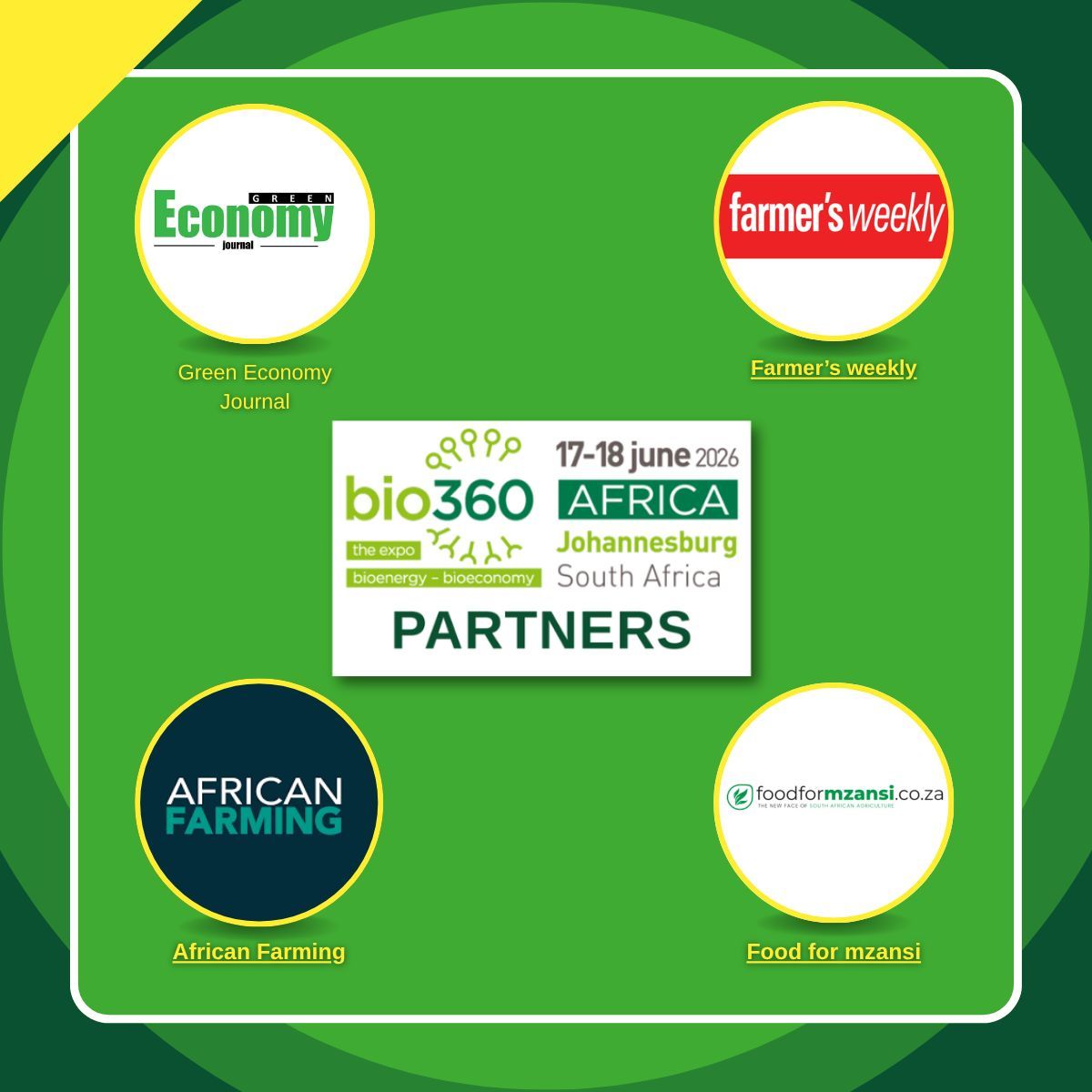 bio360expo's tweet photo. 🟡 Bio360 Africa 

A sincere thank you to our partners who are supporting the launch of Bio360 Africa and helping us shape what will become a key meeting point for the bioenergy and bioeconomy sectors across the continent. 🌍

📍 Johannesburg – 17 &amp; 18 June 2026 https://t.co/7X6F8f1Nte