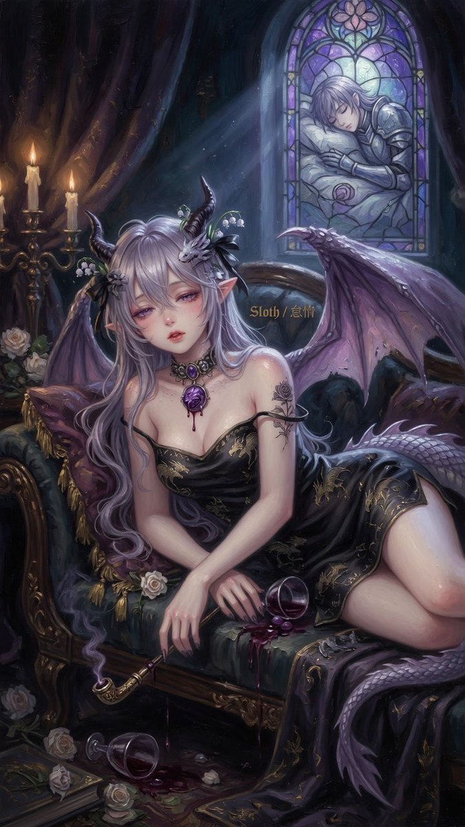 mormogtarou's tweet image. ドラゴン娘シリーズ🐉🐲

Sloth ——
怠惰の名を冠した、優雅なる堕落。

Sloth ——
An elegant corruption, crowned with the name of sloth.

#Sloth #DarkFantasy #GothicElegance #ElegantDecay #SuccubusVibes #AIart   #GrokImagine