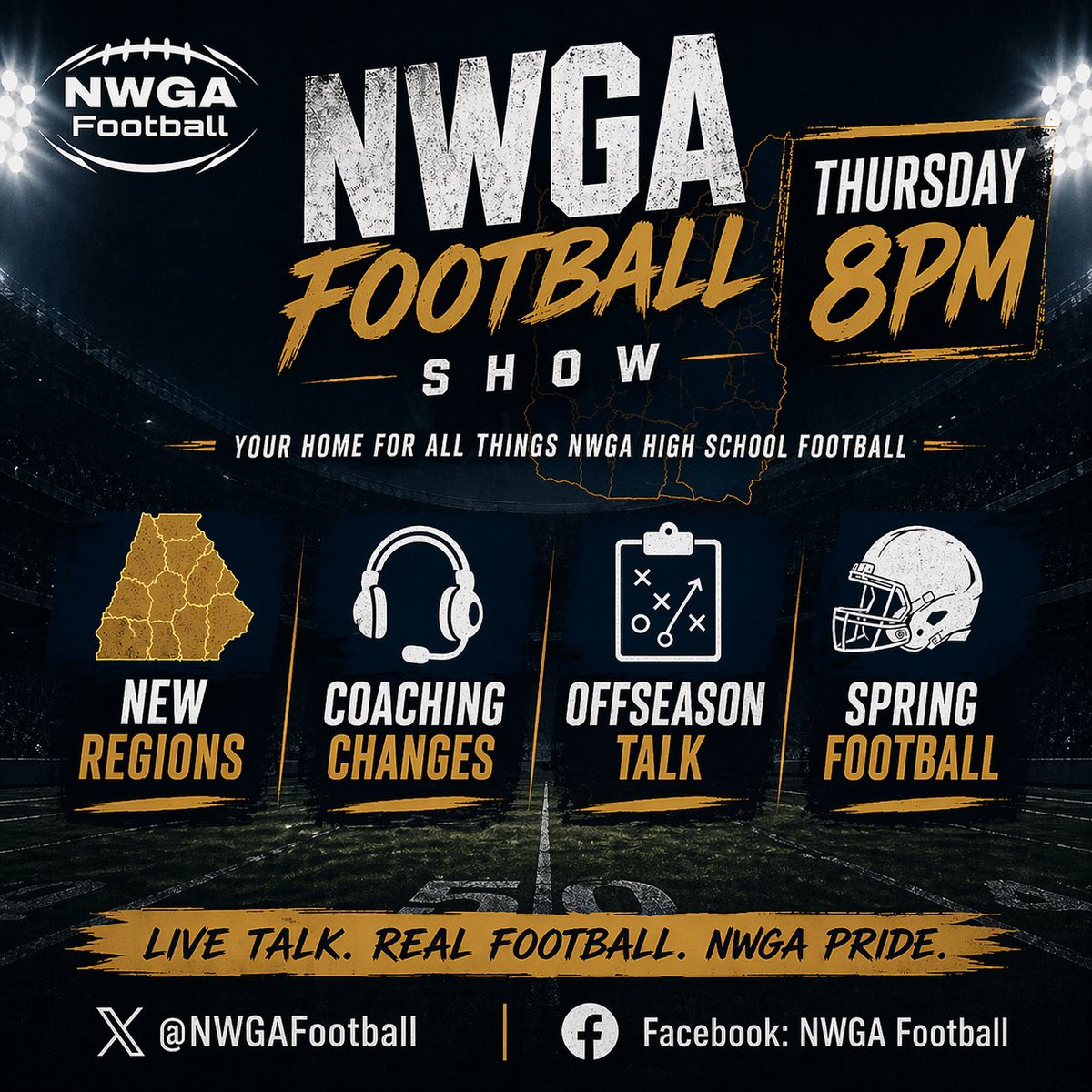 BBirge's tweet photo. We are back !!!! Join us live for some pre spring NWGA high school football talk. @NwGaFootball https://t.co/1IyM1VUm85