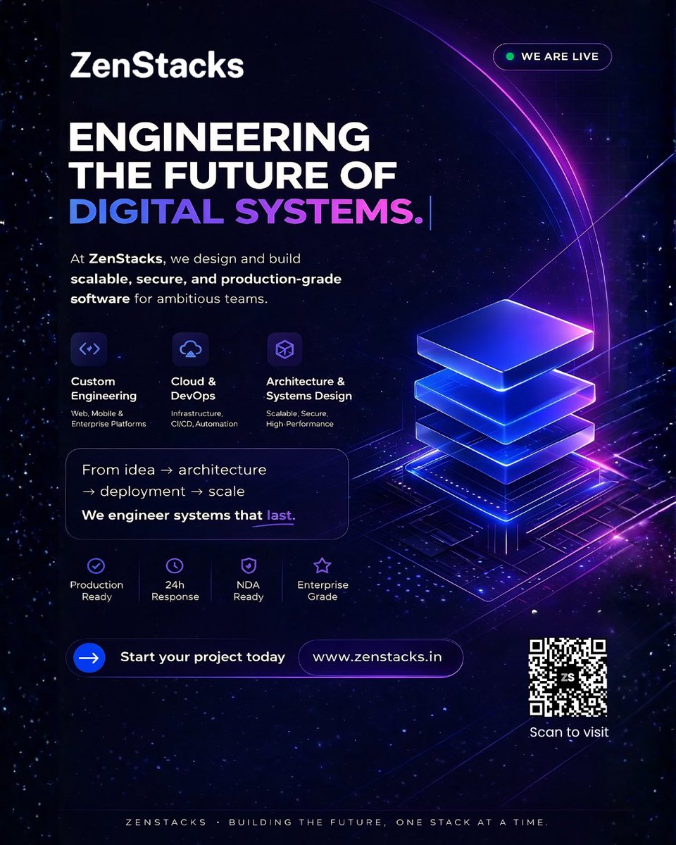 ZenStacks_in's tweet image. We’re now live 🔥

From concept to creation, we make it happen. 💻
#startups 
#BuildInPublic 
#IndieHackers
#TechStartup
#WebDev