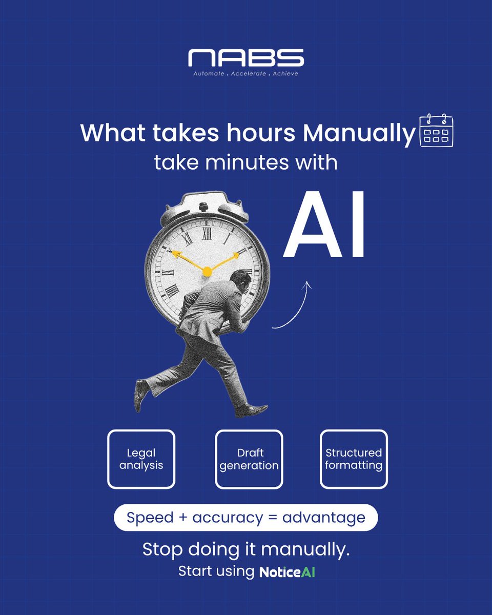nabs_ai's tweet image. What used to take hours can now be done in minutes.
From legal analysis to drafting and formatting.

Notice AI streamlines the entire process with speed and accuracy.

Book a demo now.
( nabsai.com )

#noticeai #nabs #worksmart #taxautomation #taxnotices