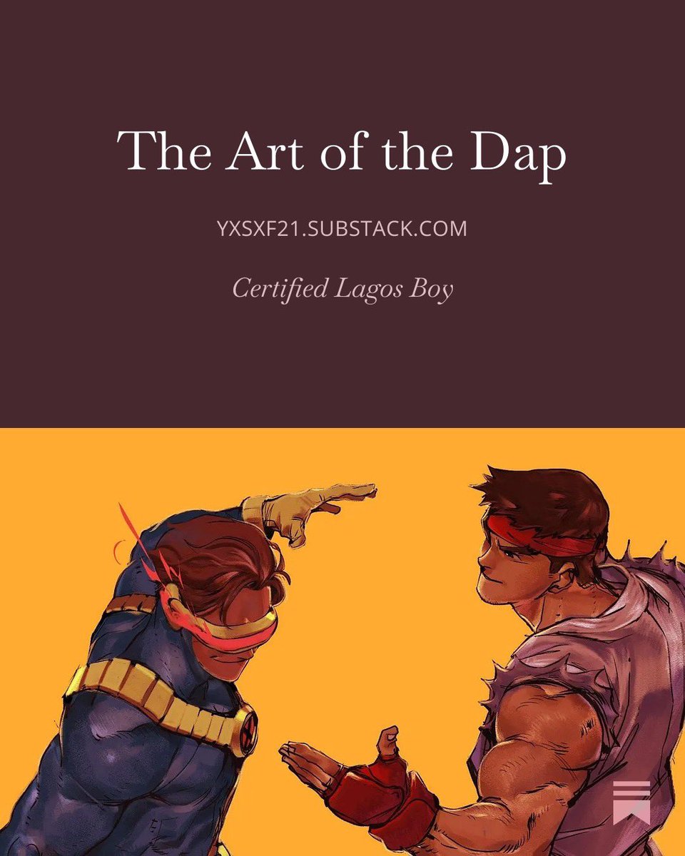 Dapping is an artform and this substack is the perfect deep dive into it open.substack.com/pub/yxsxf21/p/…