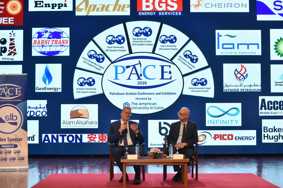 AUCPresident's tweet image. Hosting the #Petroleum Arabian Conference &amp;amp; Exhibition @AUC highlighted how seriously students across #Egypt are engaging the #energy sector through direct interaction with industry &amp;amp; real‑world challenges. Grateful to H.E. Eng. Karim Badawi, the Society of Petroleum Engineers &amp;amp;