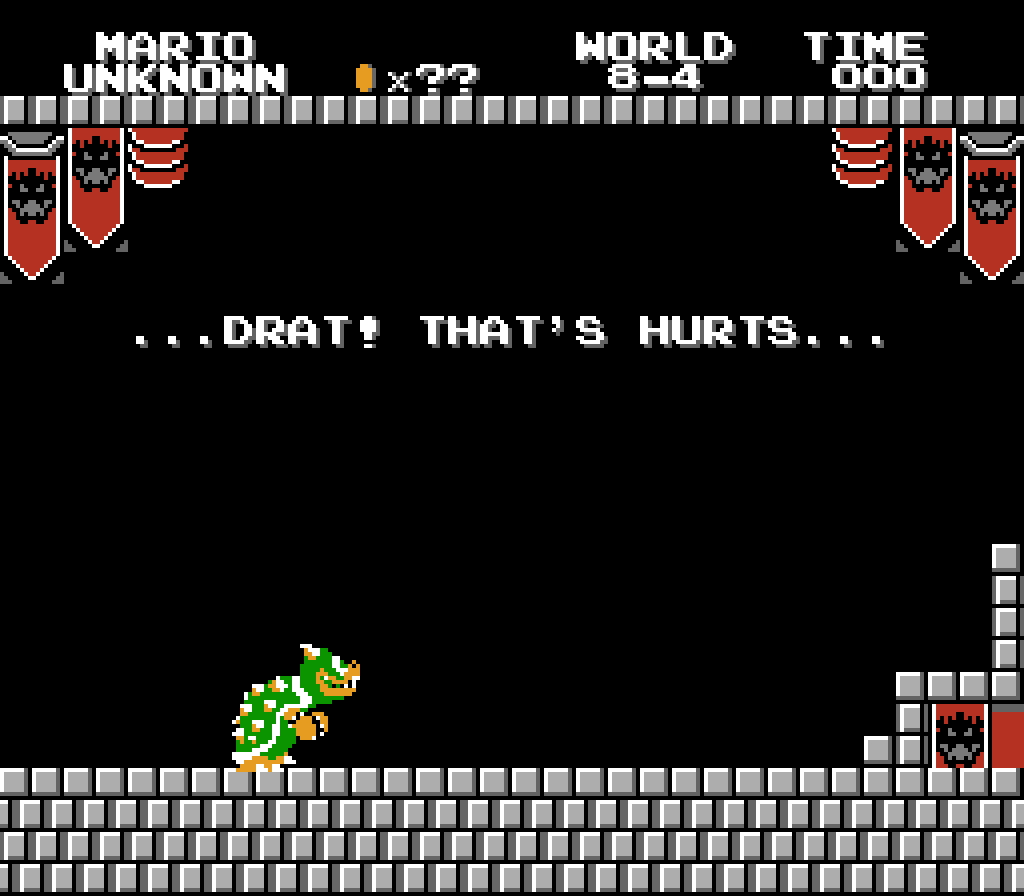 hansungkee1's tweet image. SMB #Mockup : Play as Final Boss Part 6

His Health added Soon...

Edited Sprites from #SuperMario Bros 1 and The Lost Levels

#SuperMarioBros © #Nintendo
#pixelart/#ドット絵 by ME