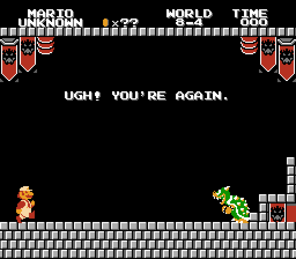 hansungkee1's tweet image. SMB #Mockup : Play as Final Boss Part 6

His Health added Soon...

Edited Sprites from #SuperMario Bros 1 and The Lost Levels

#SuperMarioBros © #Nintendo
#pixelart/#ドット絵 by ME