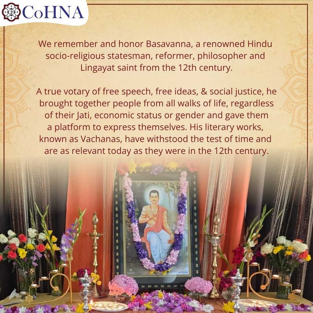 CoHNAOfficial's tweet photo. Remembering Vishwaguru Basavanna, a great Hindu Philosopher, Statesmen, and Social Reformer on his birth anniversary.
#basavajayanti #Basavanna #hinduphilosphy #hinduism #CoHNA https://t.co/3eBovhAEqL