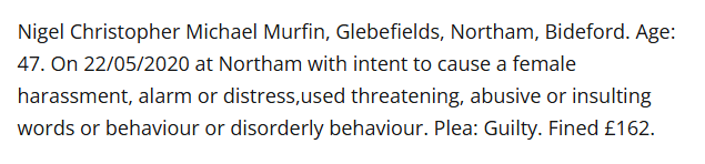 ShlockKiev's tweet photo. @WatchReform @AntifaMofo @I_amMukhtar Not many. Also in the same video is Nigel Murfin, also from Devon, who holds 2 separate convictions of harassment against women. Classy! https://t.co/UlhF1Zt9Ol