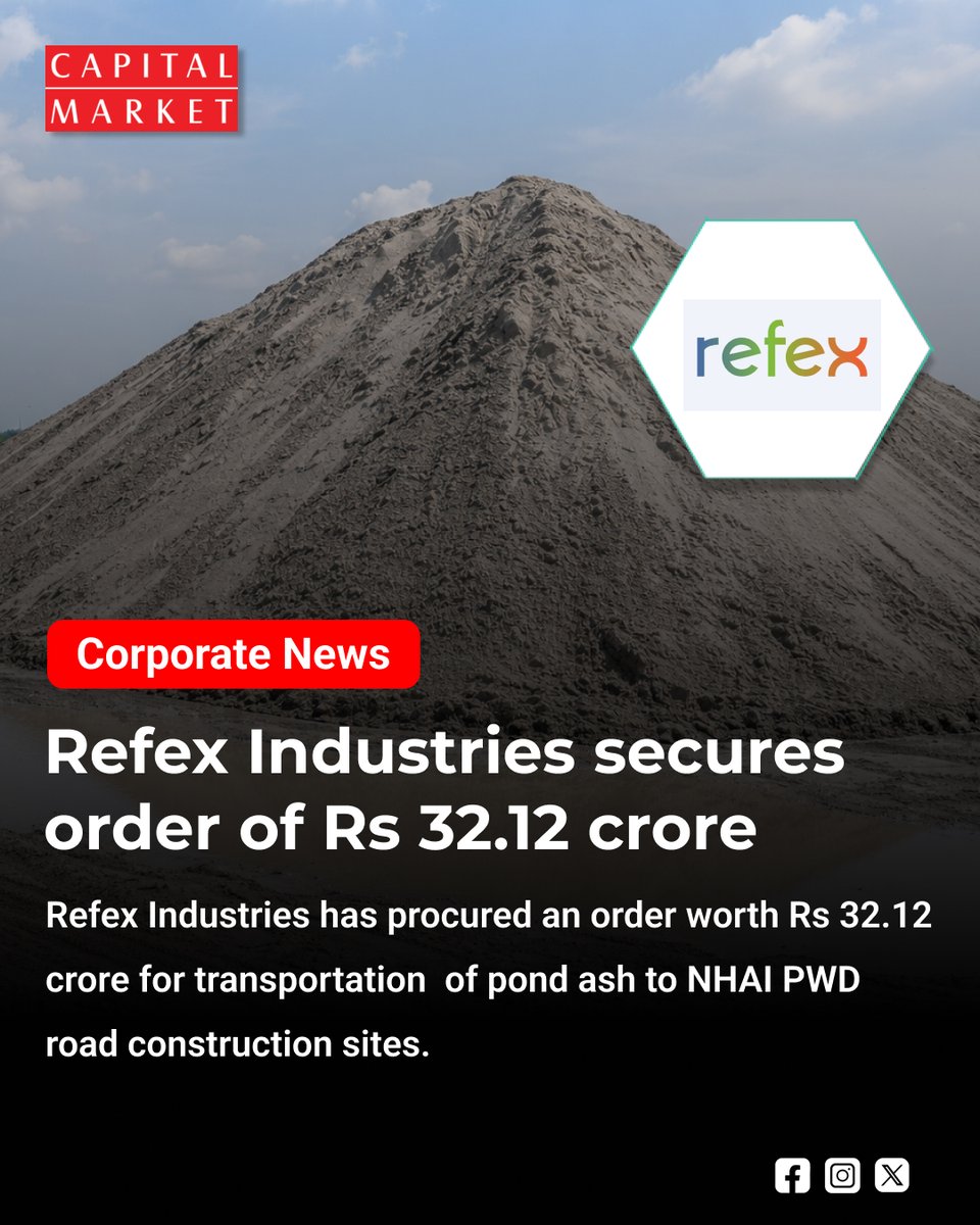 CapitalMarket17's tweet photo. Refex Industries Bags ₹32.12 Cr Order, Boosts Growth Visibility
https://t.co/zrUcaMMbAN
#RefexIndustries #OrderWin #IndustrialGrowth #EngineeringSector #StockMarketIndia #SmallcapStocks #BusinessNews #CorporateUpdate #Capex #Infrastructure #Manufacturing #OrderBook #GrowthStory #EquityMarkets #NSE #BSE #MarketNews #ProjectWins #IndustrialSector #MakeInIndia #Investment #MarketBuzz #FinanceNews #StockUpdates #InfraDevelopment