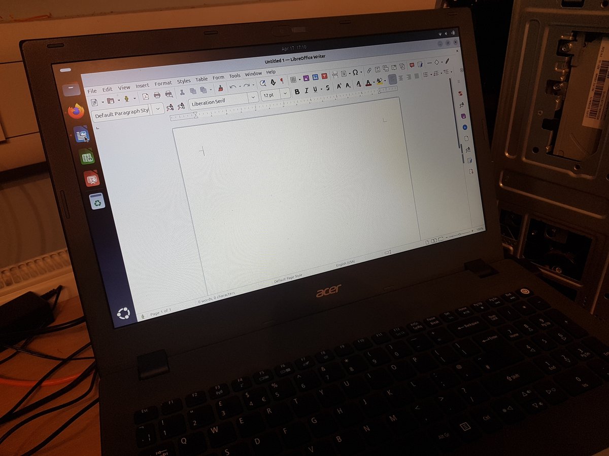 corrilan's tweet photo. A customer in #Chelmsford #Essex has this #Acer Aspire E15 #laptop with a #SolidStateDrive and just 4GB of RAM.  Originally installed with #MicrosoftWindows10 but unable to be upgraded to #MicrosoftWindows11.  Opted for a reinstall with #Ubuntu #Linux.  Suprisingly quick. https://t.co/KtpWcLrE5t