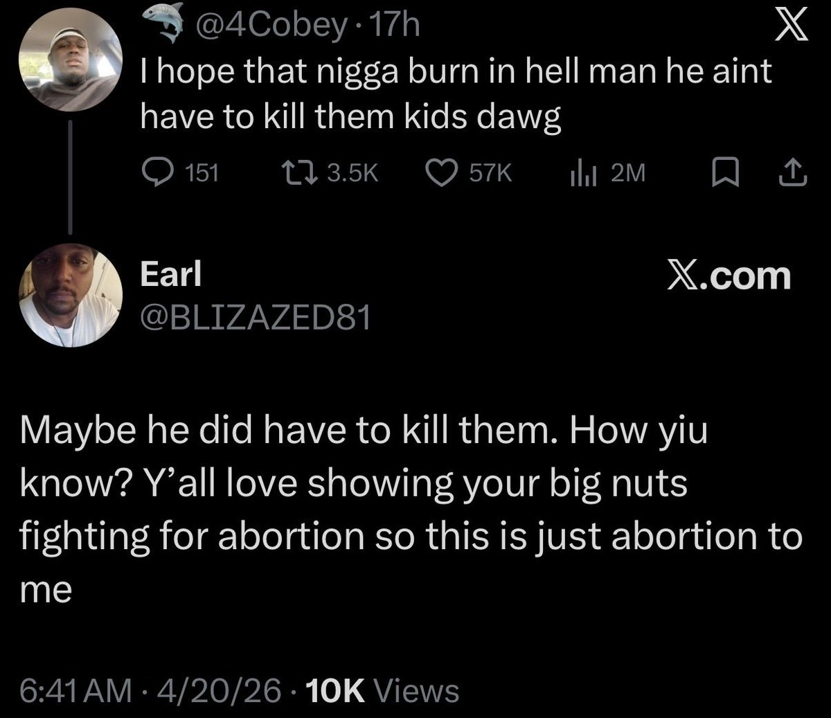 kpatch01's tweet photo. @BLIZAZED81 nah-  this is now just an abortion, and i’m pro-choice :)) 

sit down, shut the fuck up, and take your karma.

this you, talking about how kids should’ve been murdered in a mass shooting? hmm? https://t.co/N1Plzl1BHk