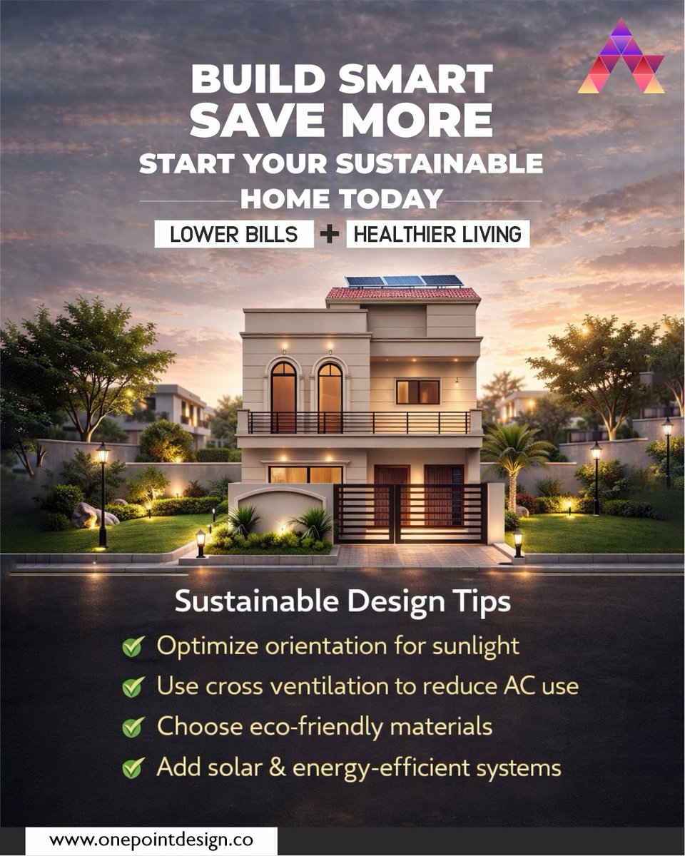 1Pointdesign's tweet image. 🏡 Build smart, save more ✨
Sustainable design for lower bills, better comfort, and long-term value. 🌿
📩 Start your eco-friendly home journey today.

#SustainableArchitecture #EcoFriendlyHomes #GreenBuilding #EnergyEfficientHomes #ModernArchitecture