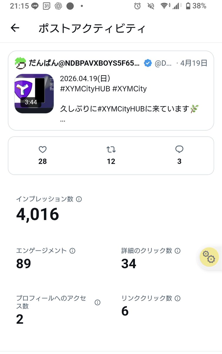 DANPA62270526's tweet photo. 2026.04.20(月)
インプレッション数4000超えた
少しバズってる❓️
https://t.co/hg328YxDx1
@sakasho_XYMCity
#XYMCityHUB #XYMCity
#symbol $XYM https://t.co/Rk5GW0umkw